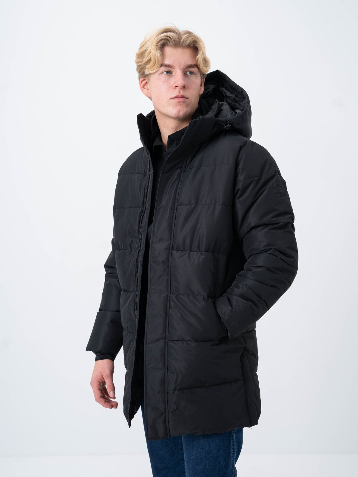 Only & Sons Carl Life Long Quilted Coat Black