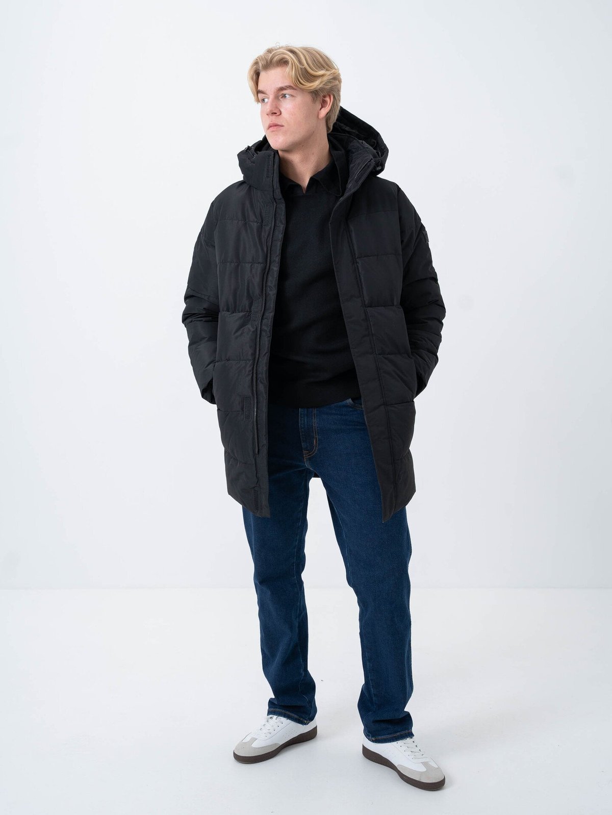 Only & Sons Carl Life Long Quilted Coat Black
