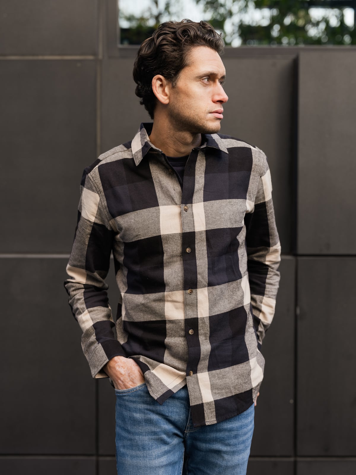 Only & Sons Gudmund Check Shirt Dark Navy