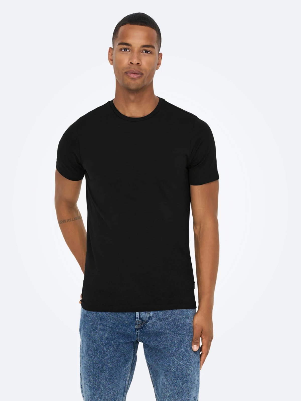 Only & Sons Basic Slim O-Neck 2 pack Black