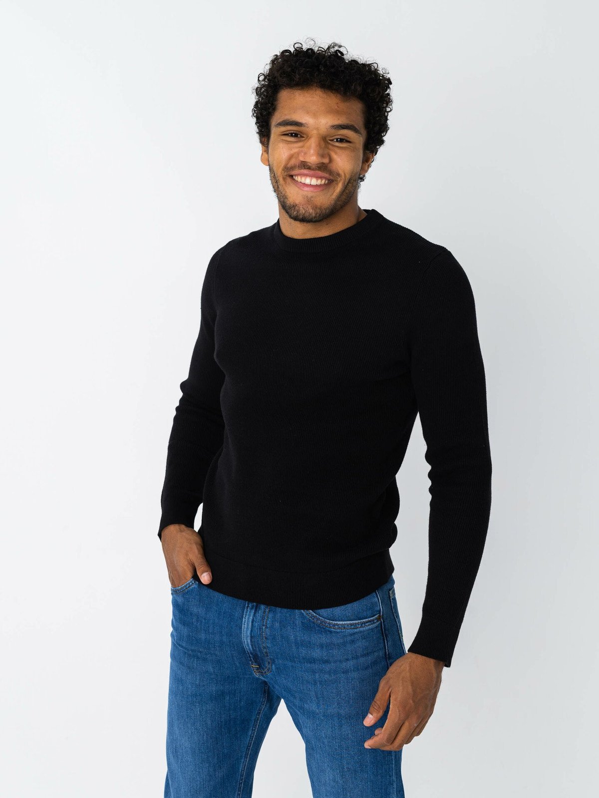 Only & Sons Phil Struc Reg Crew Neck Knit Black