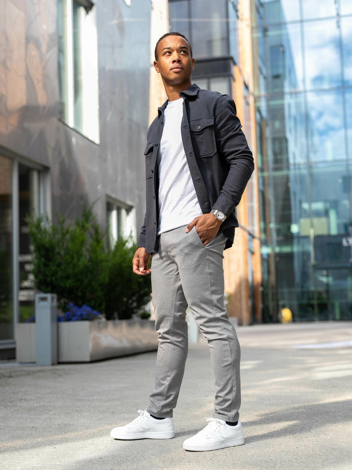 Only & Sons Mark Slim Fit Herringbone Pant Chinchilla