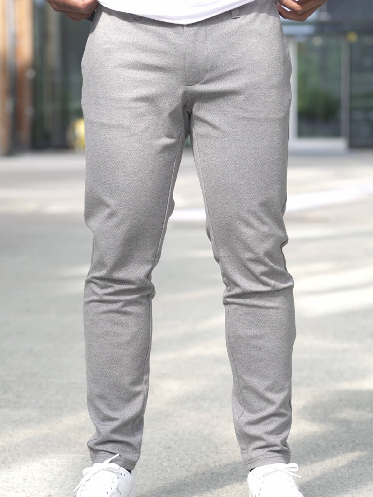 Only & Sons Mark Slim Fit Herringbone Pant Chinchilla