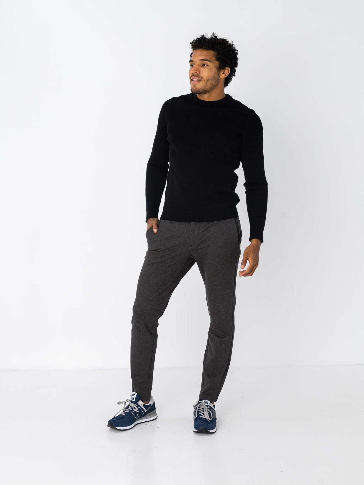 Only & Sons Mark Slim Fit Herringbone Pant Slate Black