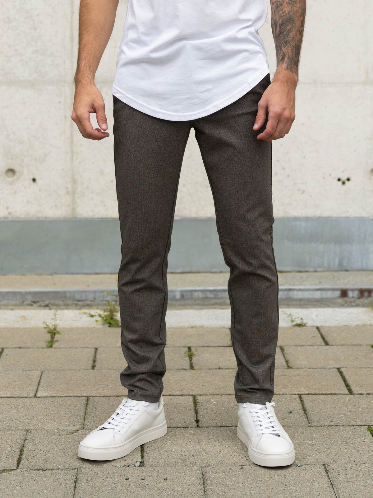 Only & Sons Mark Slim Fit Herringbone Pant Teak