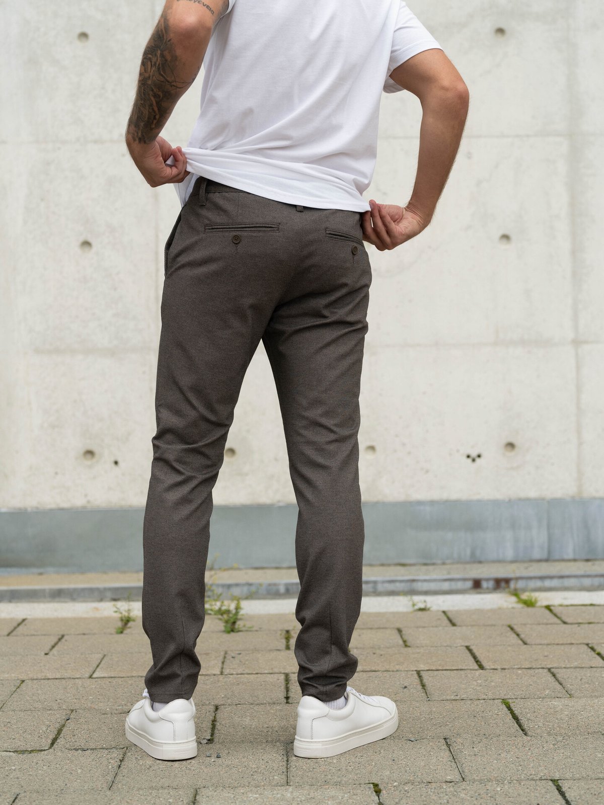 Only & Sons Mark Slim Fit Herringbone Pant Teak