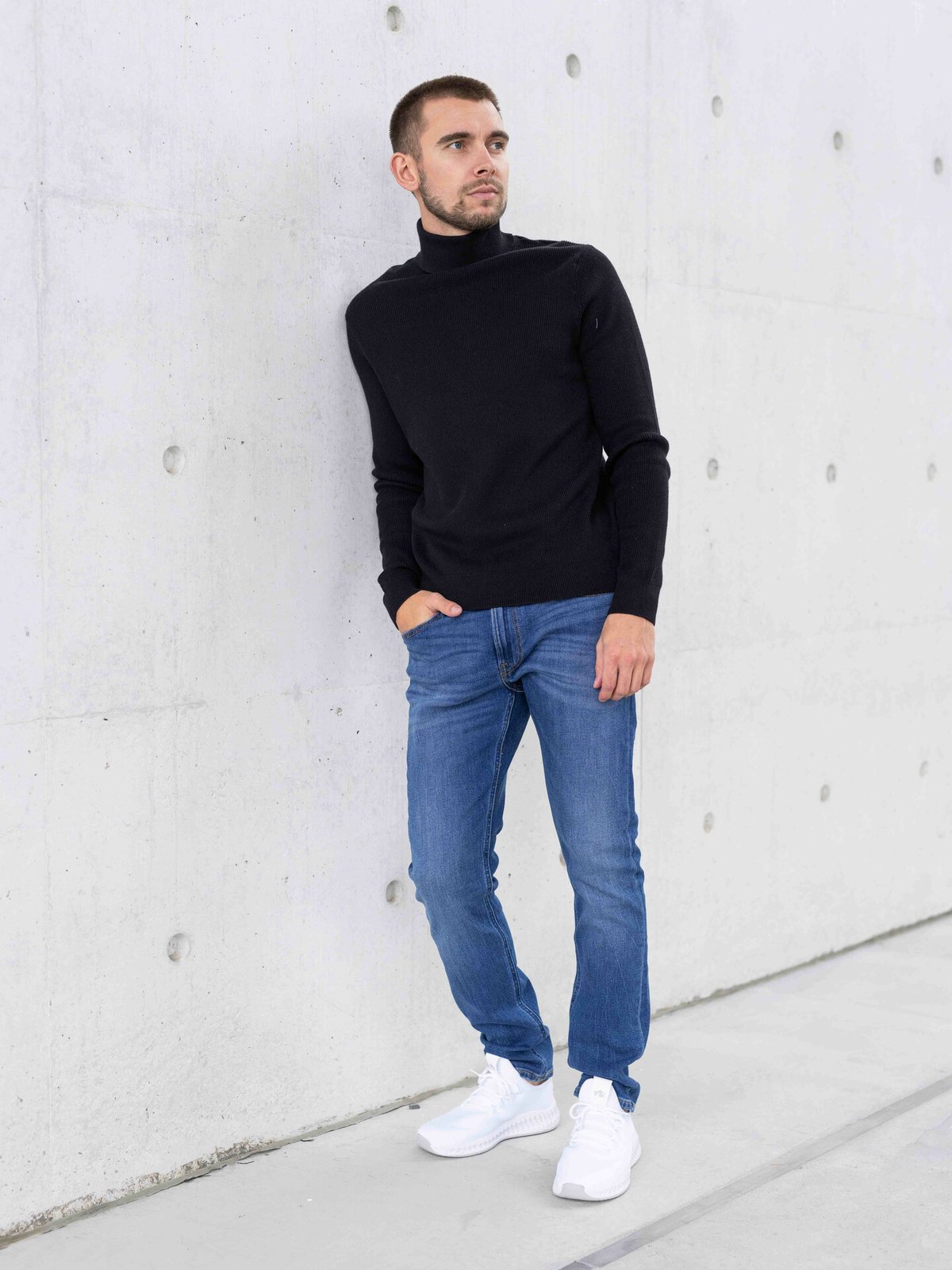 Only & Sons Phil Struc Roll Neck Knit Black