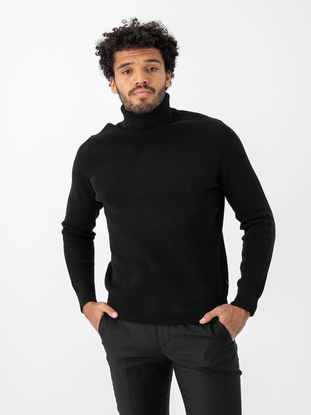 Only & Sons Phil Struc Roll Neck Knit Black