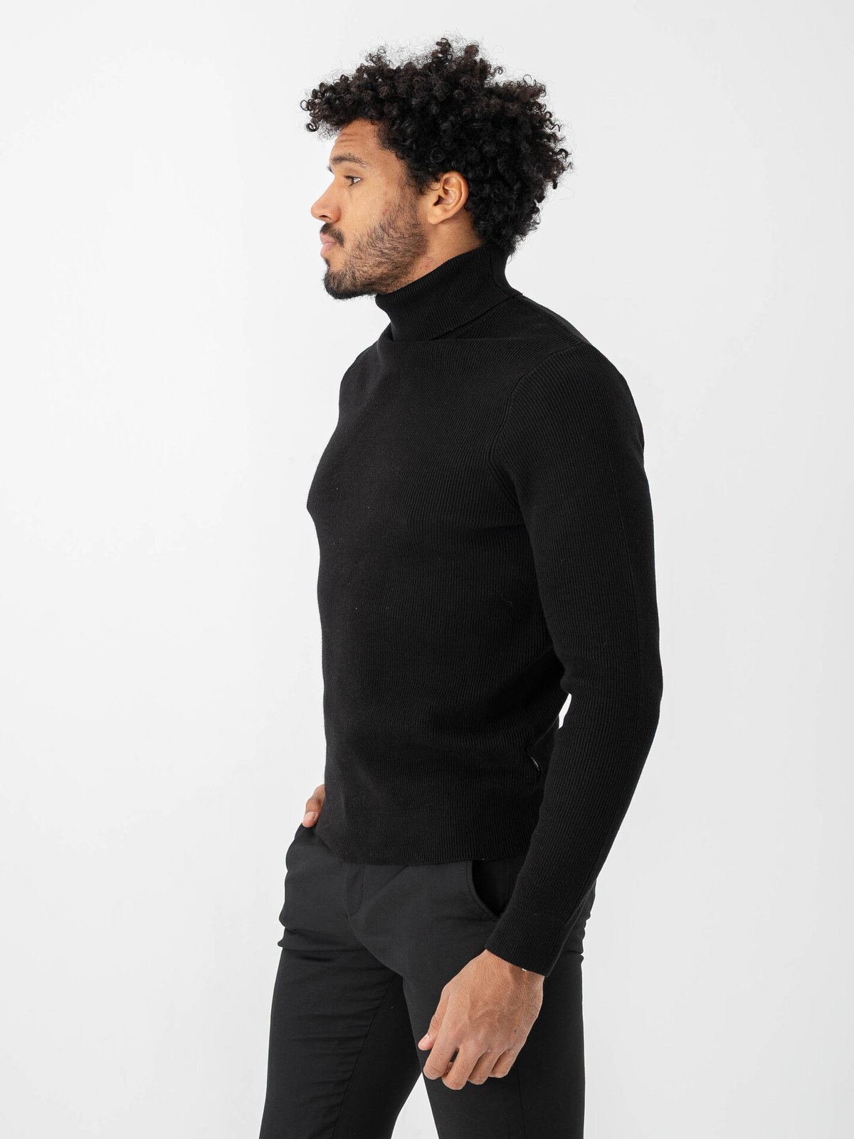 Only & Sons Phil Struc Roll Neck Knit Black