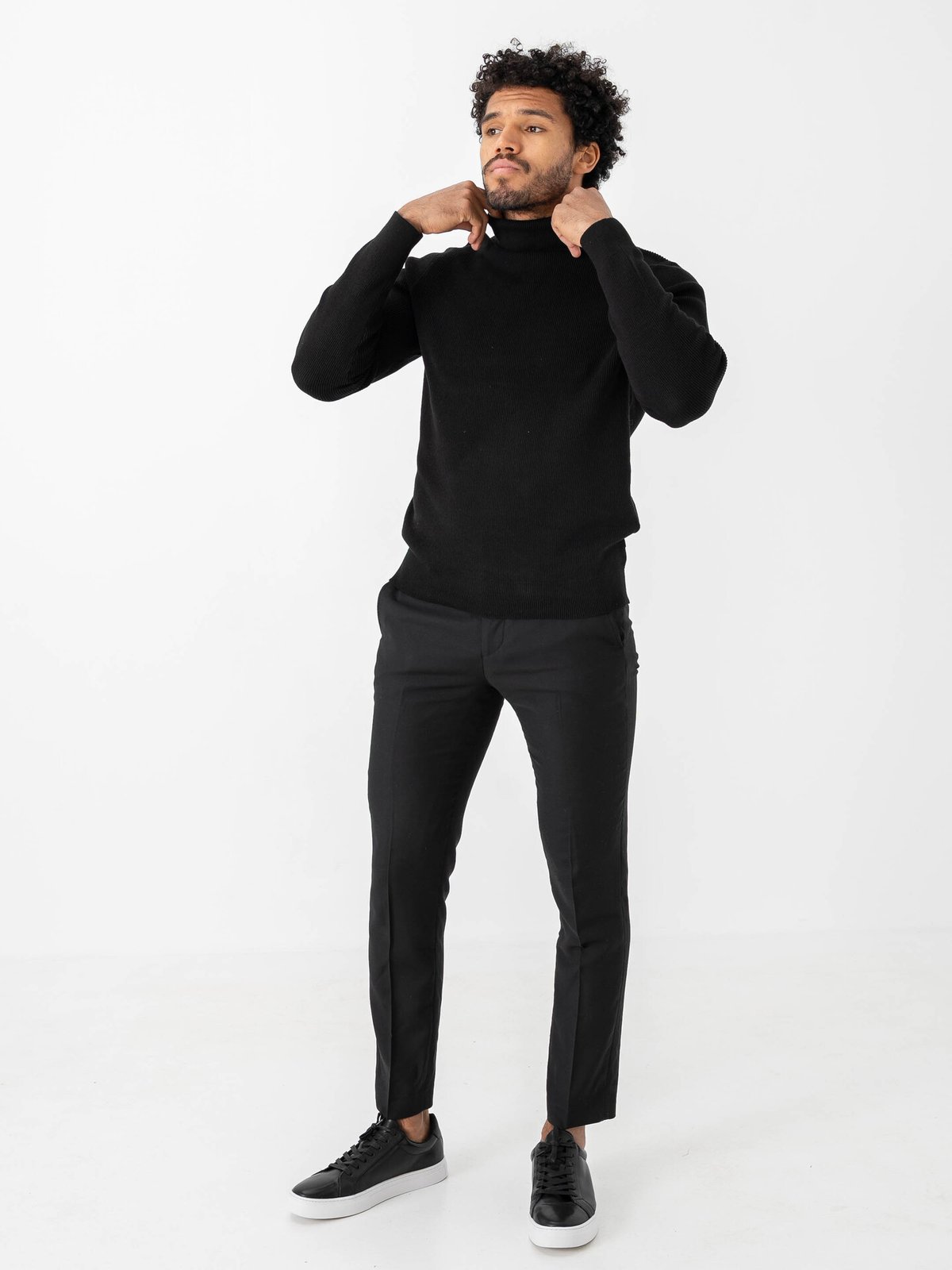 Only & Sons Phil Struc Roll Neck Knit Black