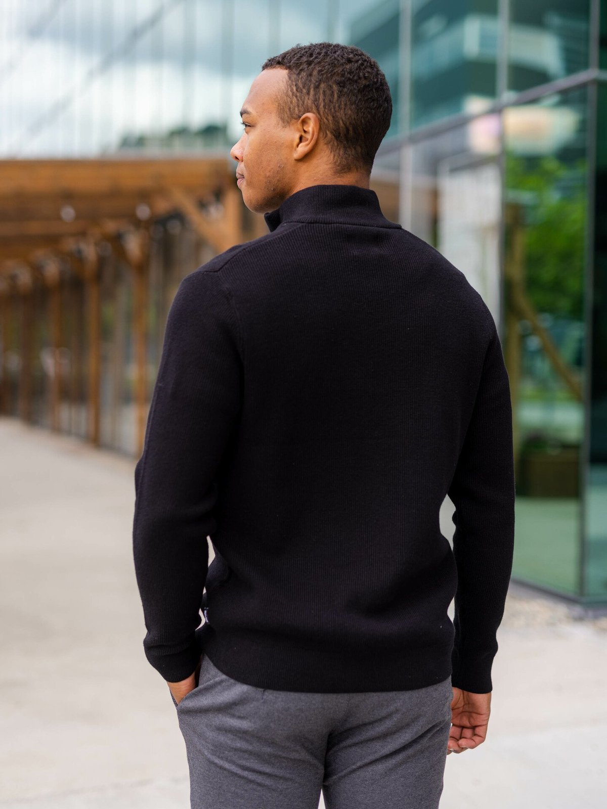 Only & Sons Phil Reg Cotton Half Zip Knit Black