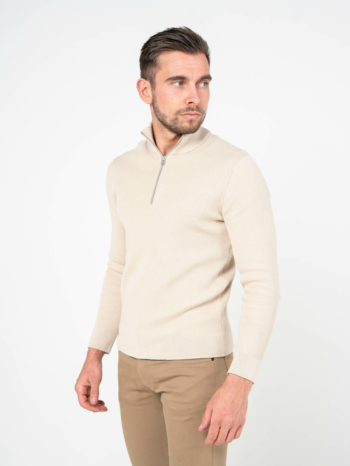 Only & Sons Phil Reg Cotton Half Zip Knit Silver Lining