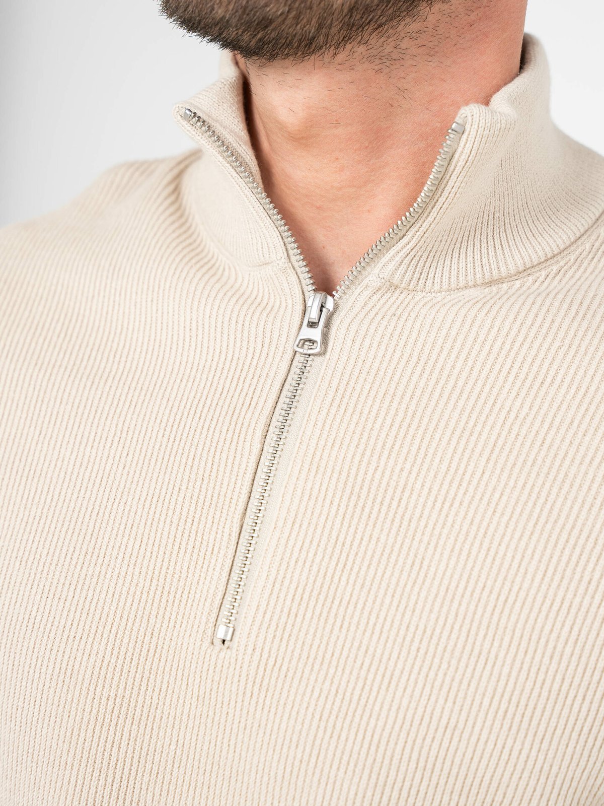Only & Sons Phil Reg Cotton Half Zip Knit Silver Lining