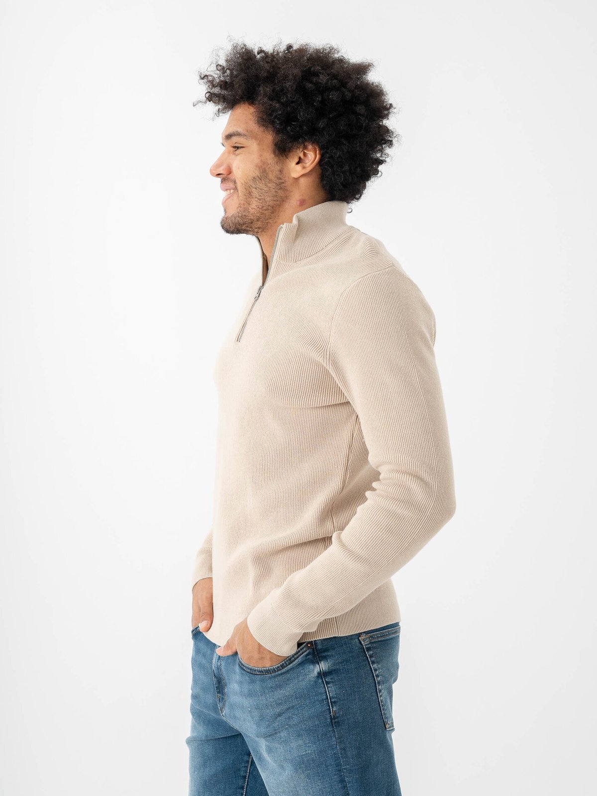 Only & Sons Phil Reg Cotton Half Zip Knit Silver Lining