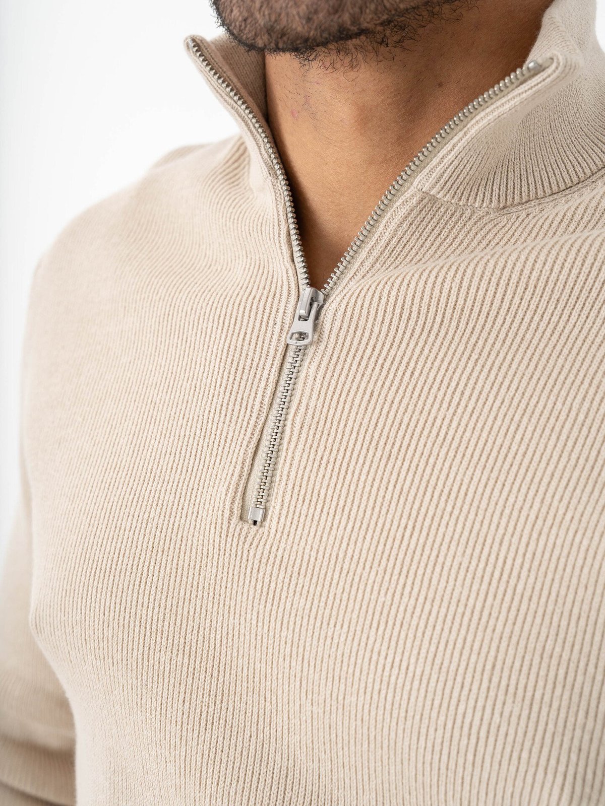 Only & Sons Phil Reg Cotton Half Zip Knit Silver Lining