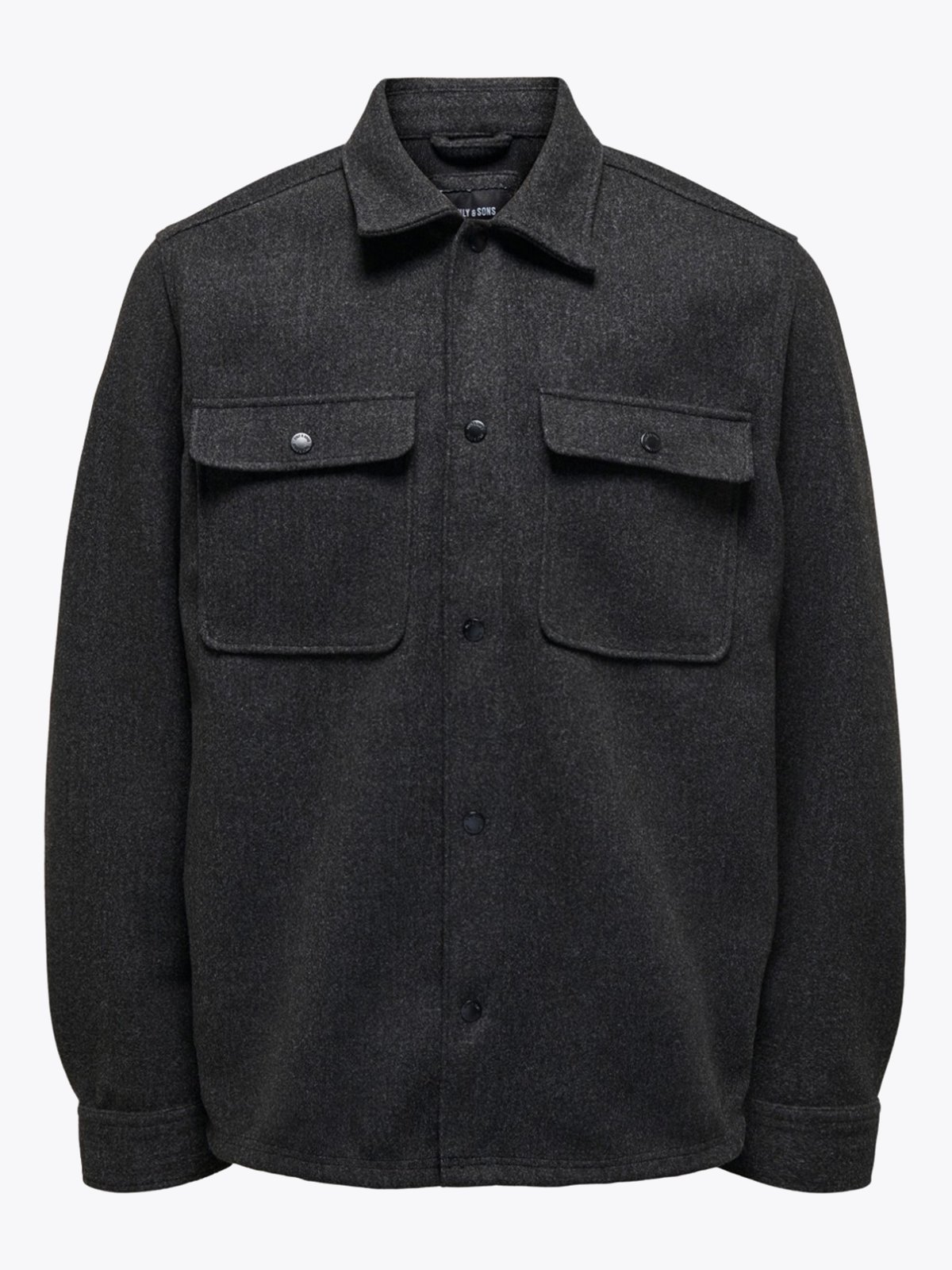 Only & Sons Only & Sons Ash Woolen Look Long Sleeve Shirt Black