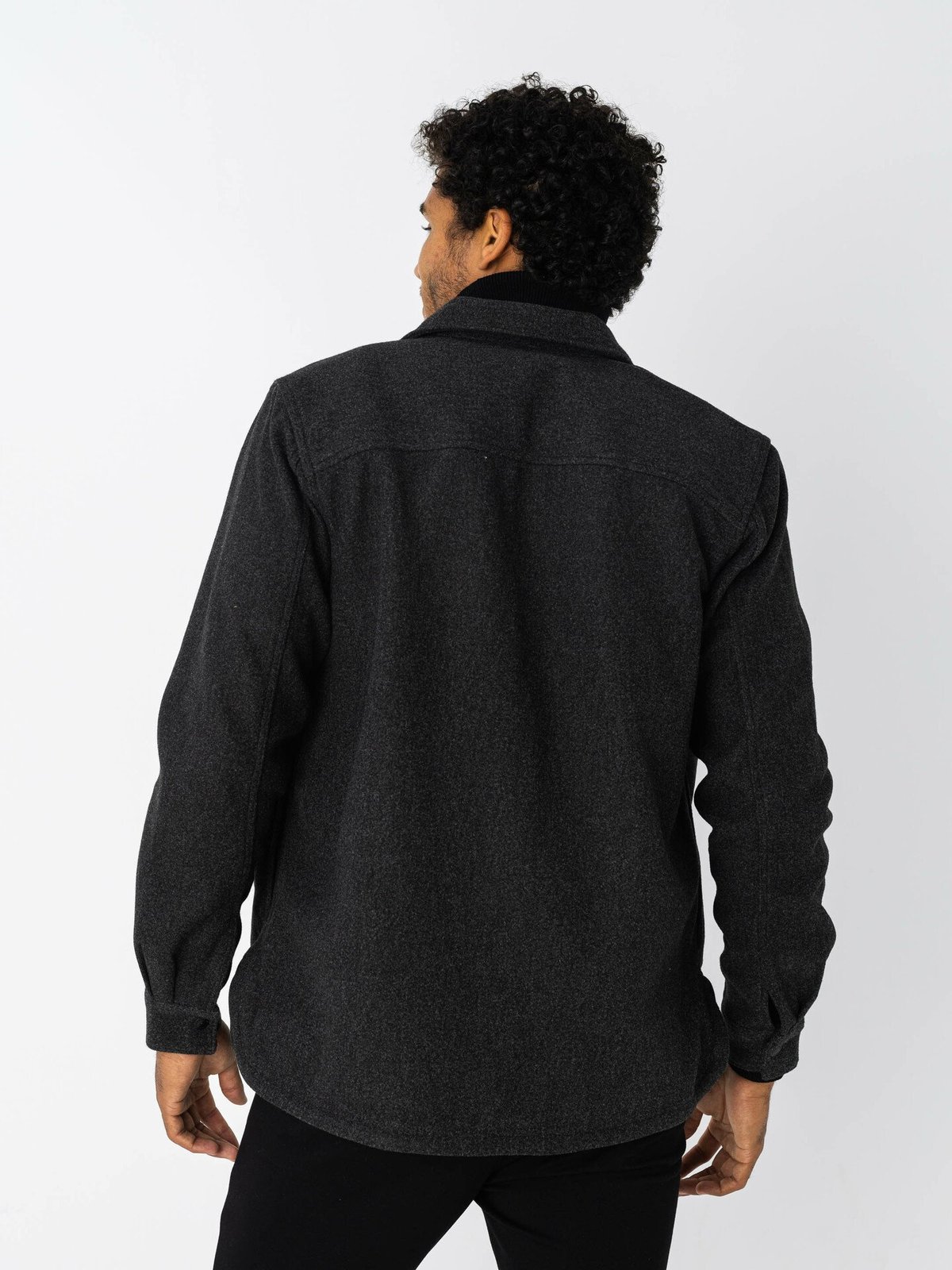 Only & Sons Only & Sons Ash Woolen Look Long Sleeve Shirt Black