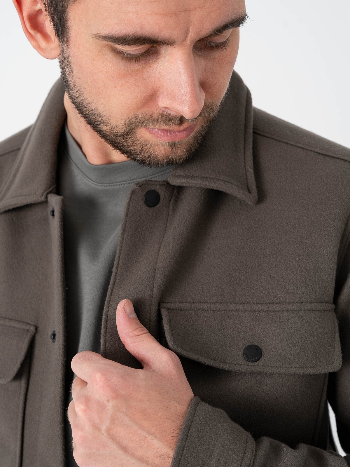 Only & Sons Only & Sons Ash Woolen Look Long Sleeve Shirt Bungee Cord