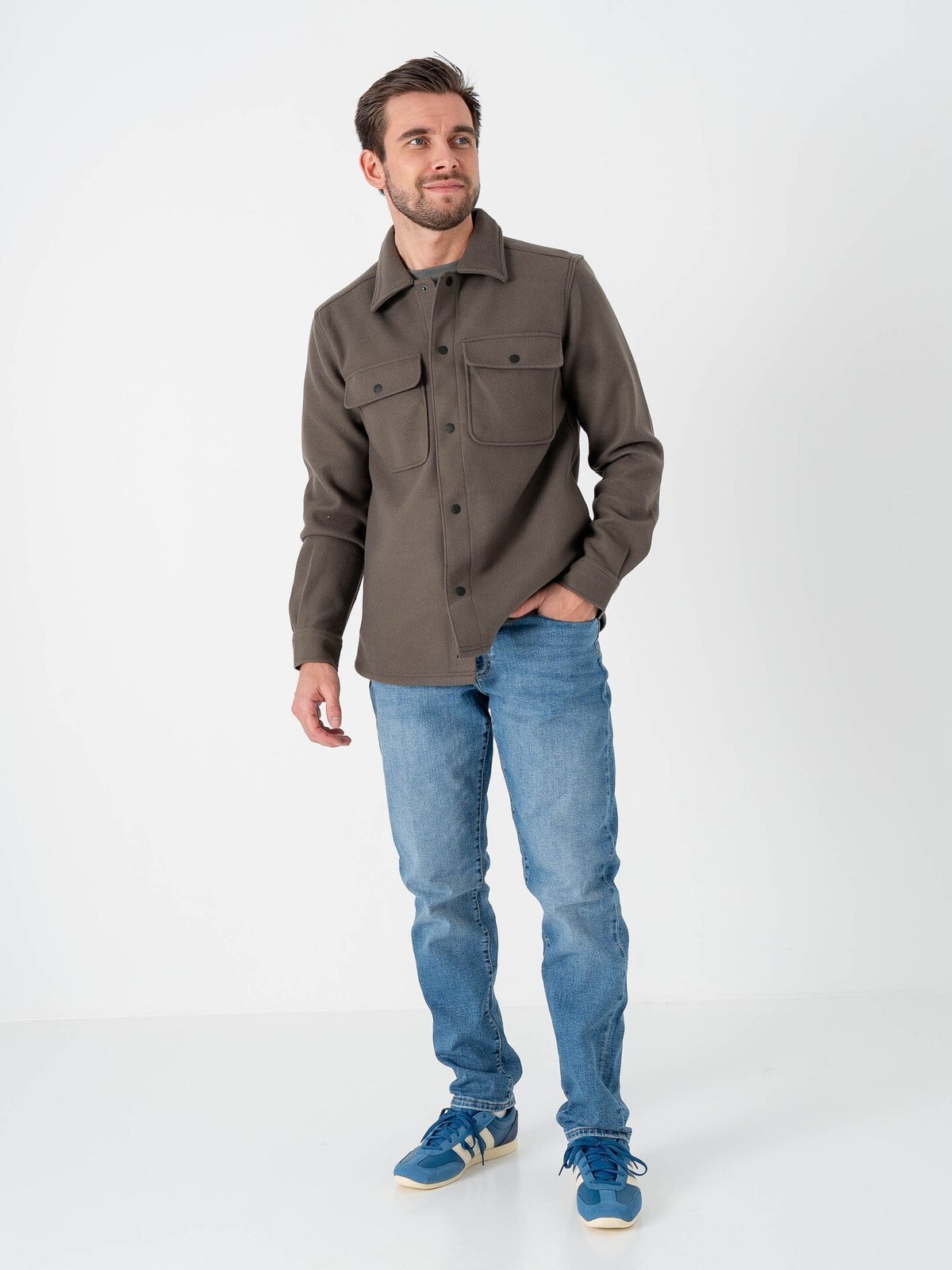 Only & Sons Only & Sons Ash Woolen Look Long Sleeve Shirt Bungee Cord