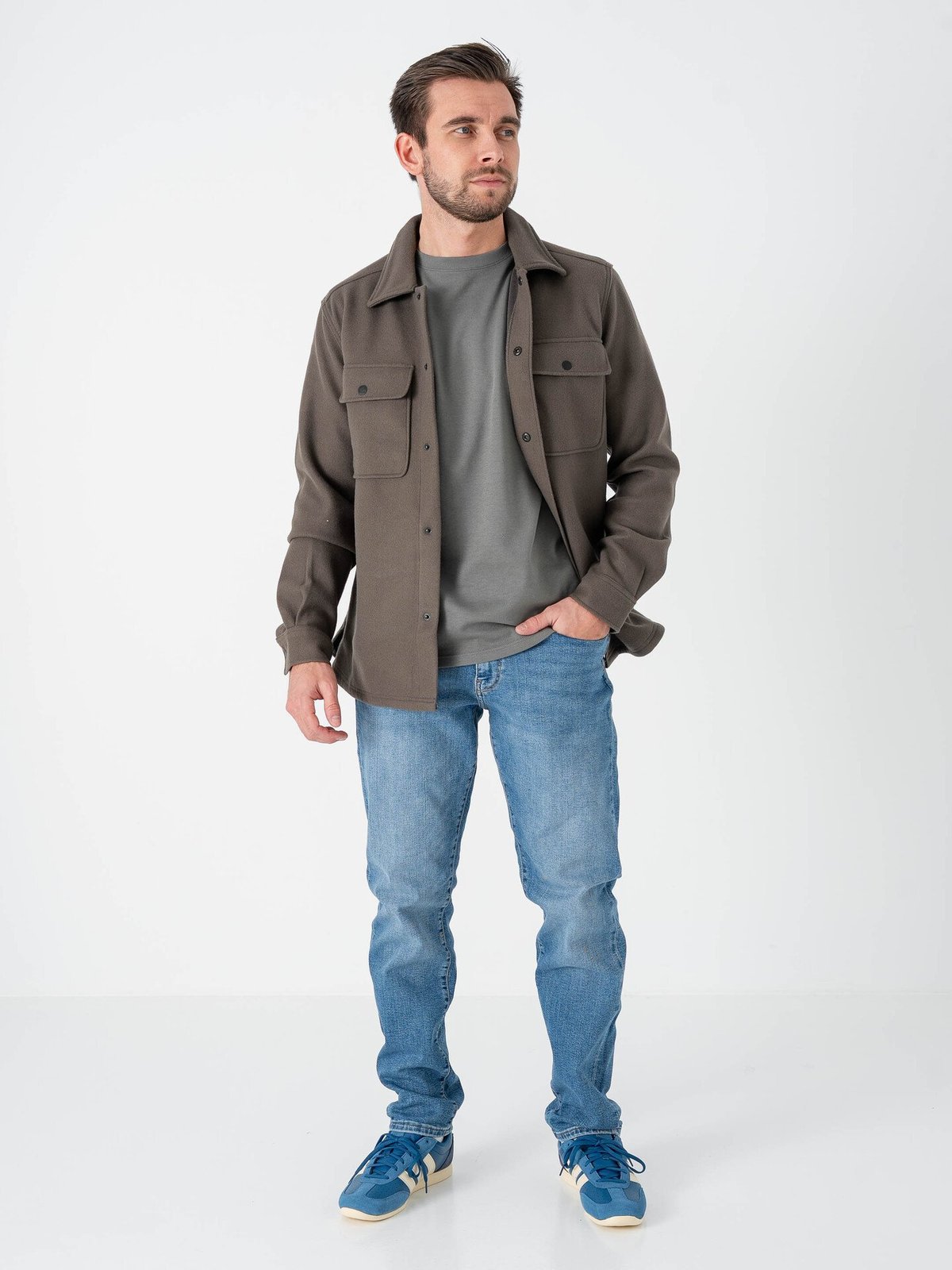 Only & Sons Only & Sons Ash Woolen Look Long Sleeve Shirt Bungee Cord