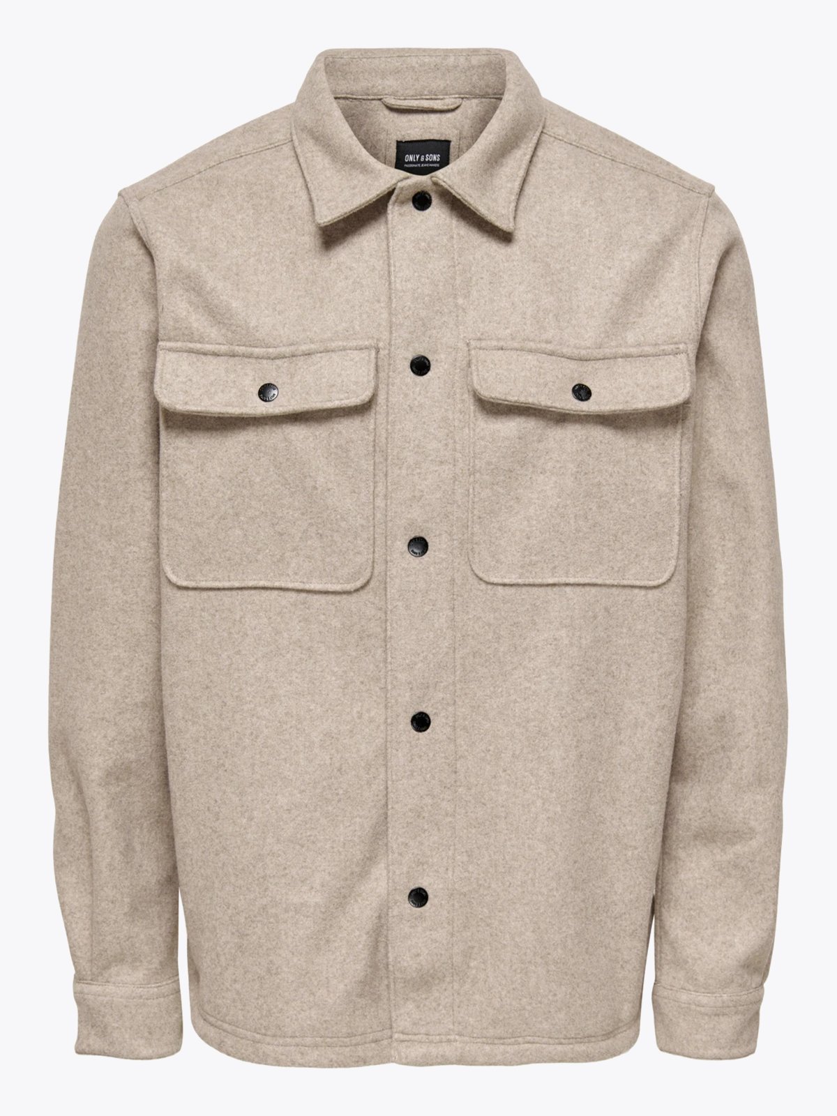 Only & Sons Only & Sons Ash Woolen Look Long Sleeve Shirt Chinchilla