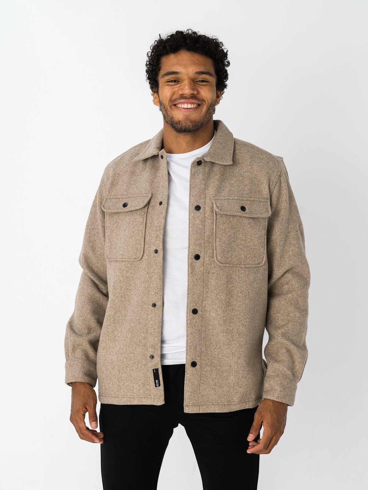 Only & Sons Only & Sons Ash Woolen Look Long Sleeve Shirt Chinchilla