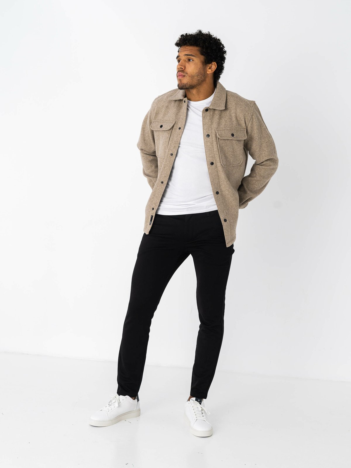 Only & Sons Only & Sons Ash Woolen Look Long Sleeve Shirt Chinchilla