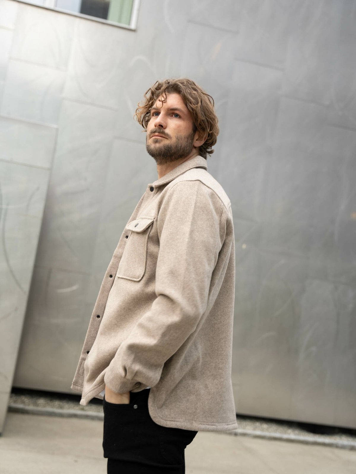 Only & Sons Only & Sons Ash Woolen Look Long Sleeve Shirt Chinchilla