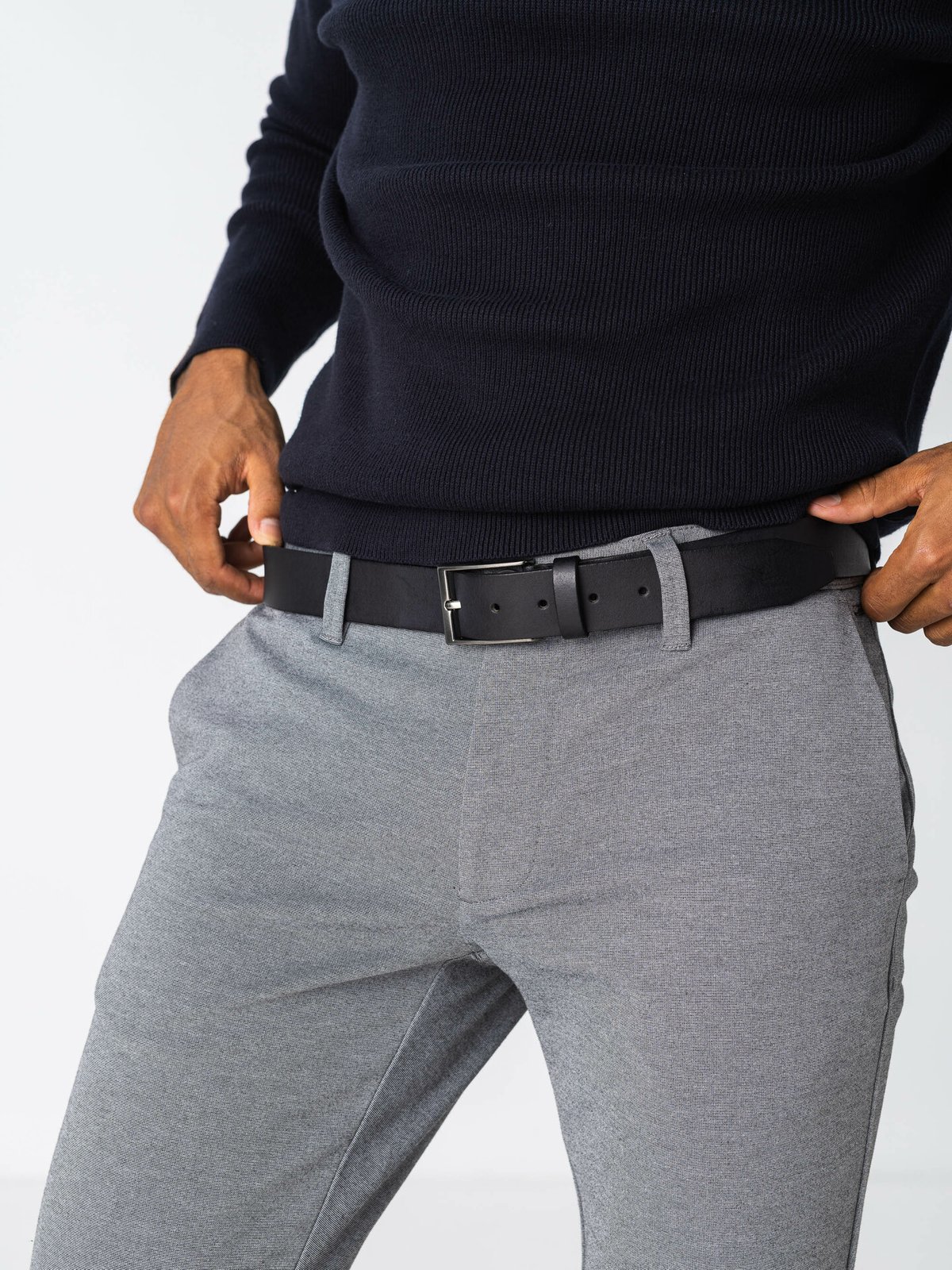 Only & Sons Brad Medium Leather Belt Black