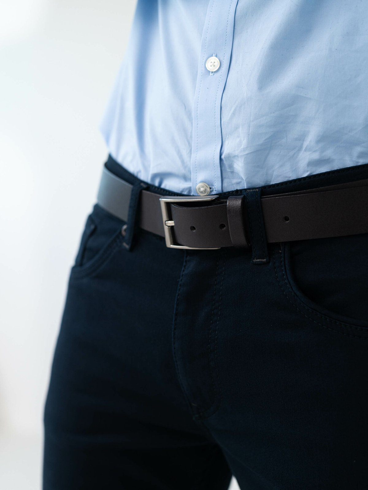 Only & Sons Brad Medium Leather Belt Black