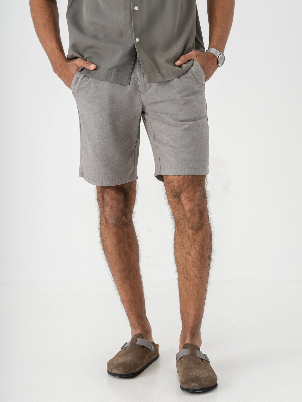 Only & Sons Mark Cotton Linen Shorts Castor Gray