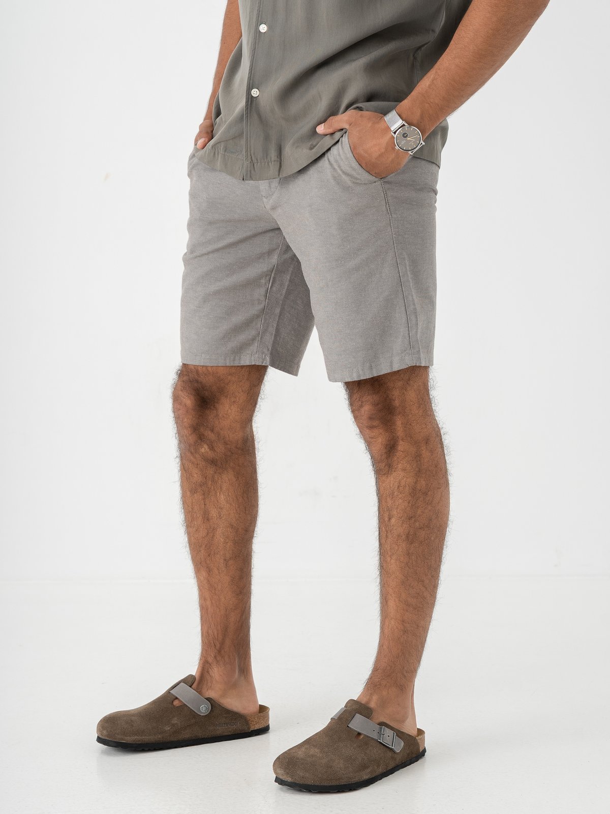 Only & Sons Mark Cotton Linen Shorts Castor Gray