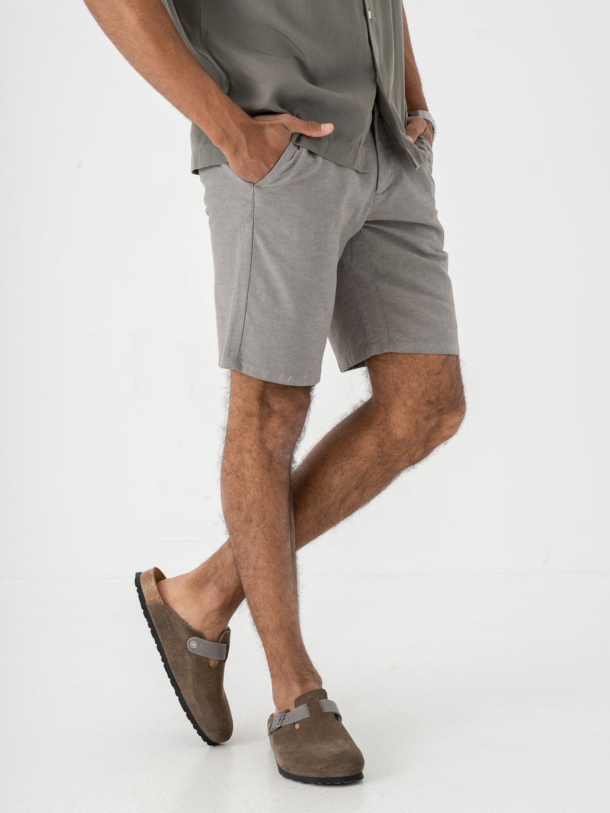 Only & Sons Mark Cotton Linen Shorts Castor Gray