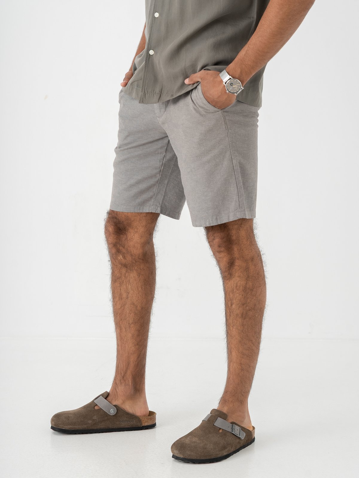 Only & Sons Mark Cotton Linen Shorts Castor Gray