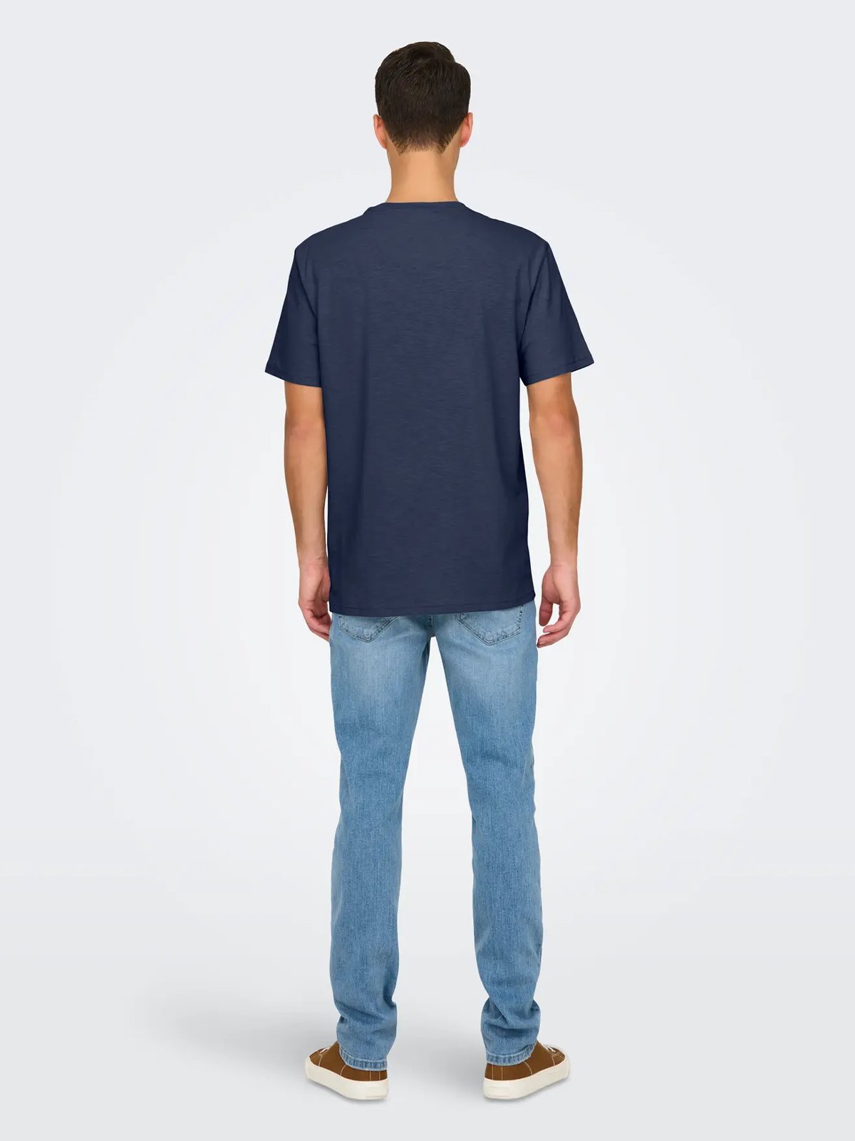 Only & Sons Perry Life Reg Leaf Short Sleeve Pocket Tee Blue Nights Skyway