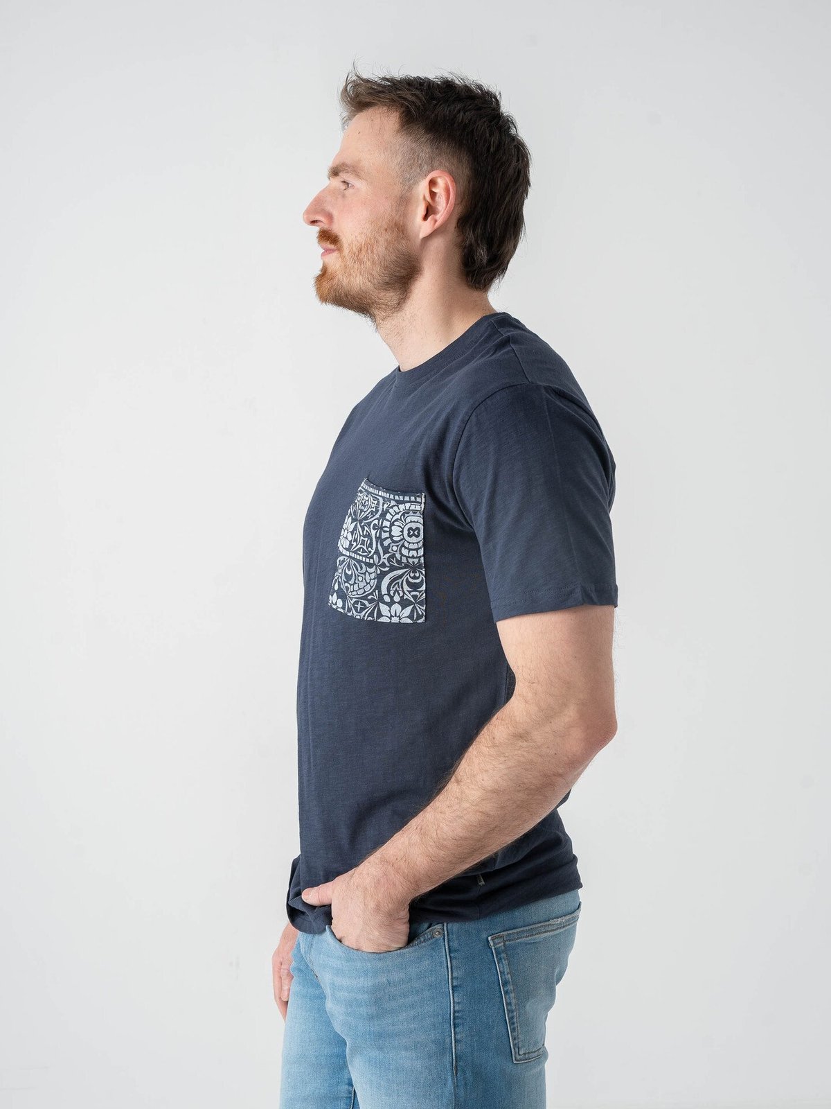 Only & Sons Perry Life Reg Leaf Short Sleeve Pocket Tee Blue Nights Skyway