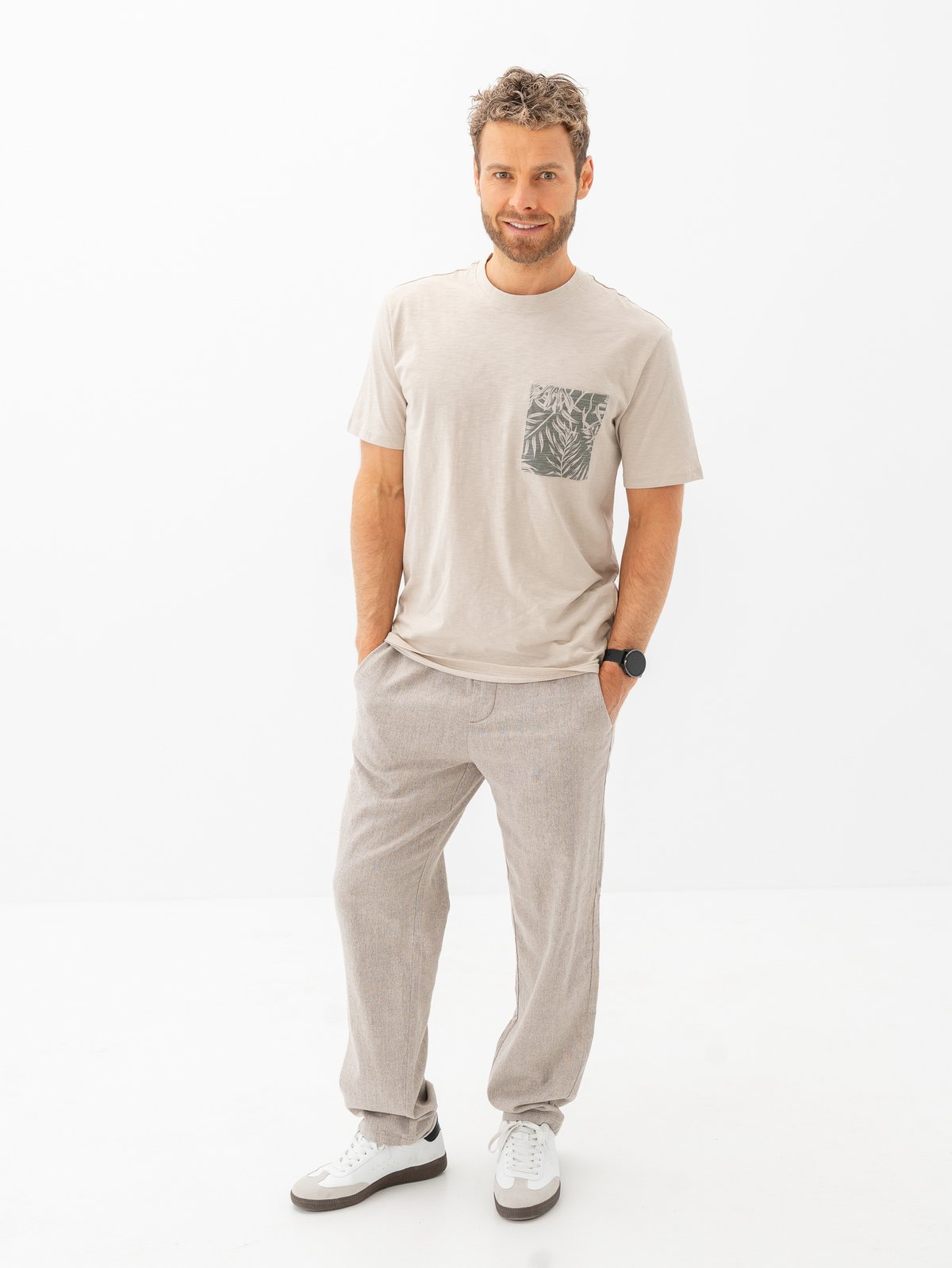 Only & Sons Perry Life Reg Leaf Short Sleeve Pocket Tee Silver Lining / Castor Gray Pocket