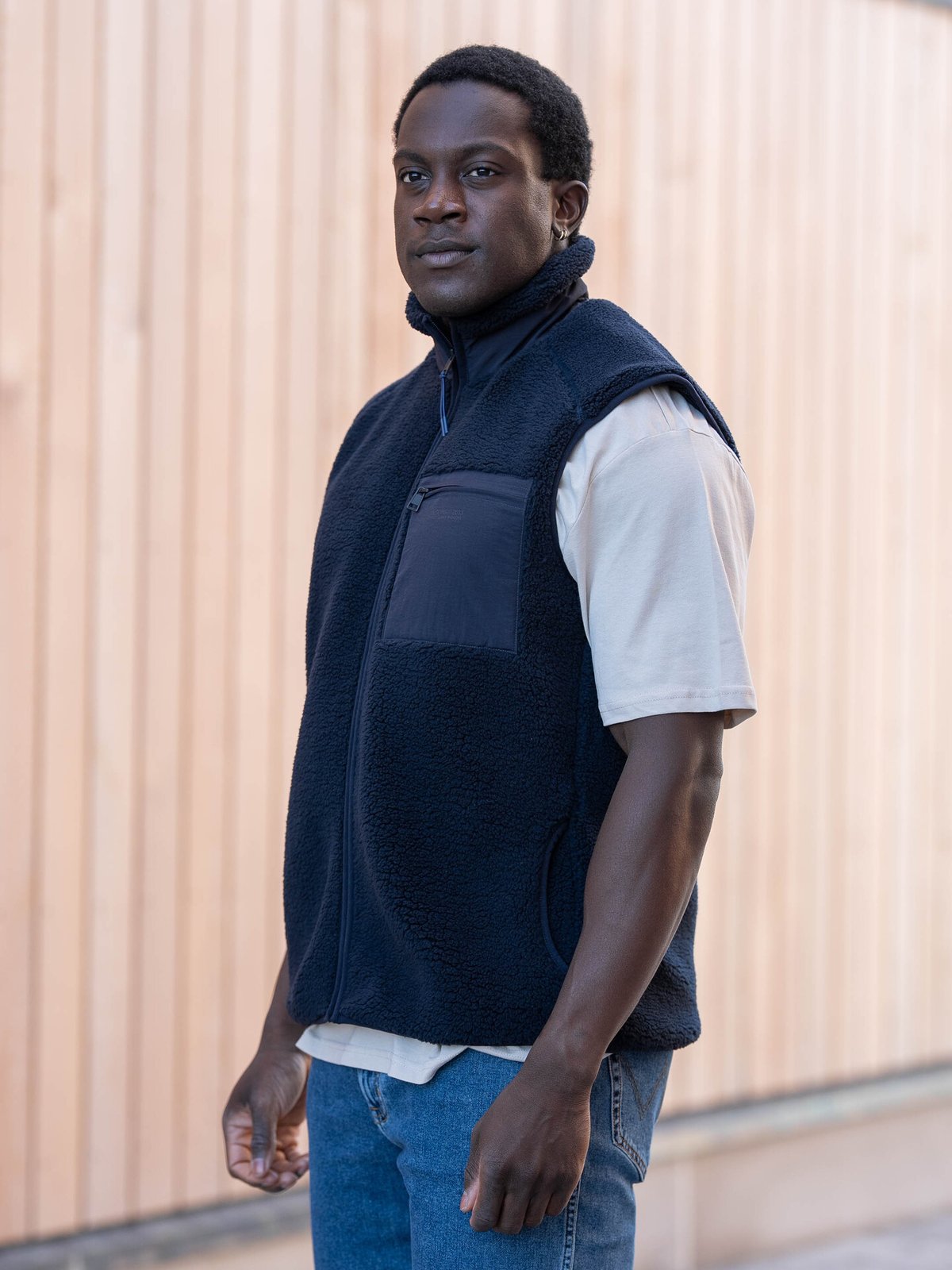 Only & Sons Dallas Sherpa Vest Dark Navy