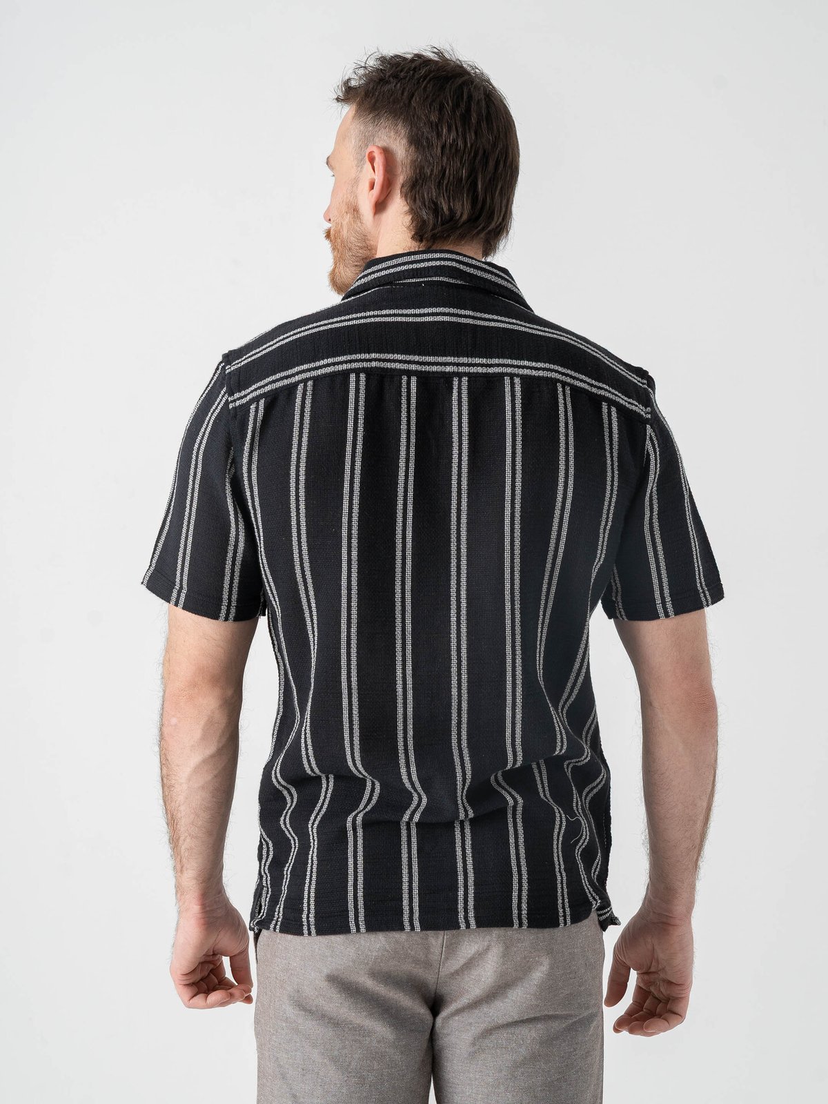 Only & Sons Trev Life Structure Stripe Short Sleeve Shirt Dark Navy