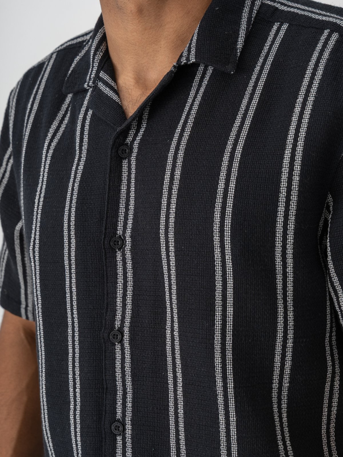 Only & Sons Trev Life Structure Stripe Short Sleeve Shirt Dark Navy
