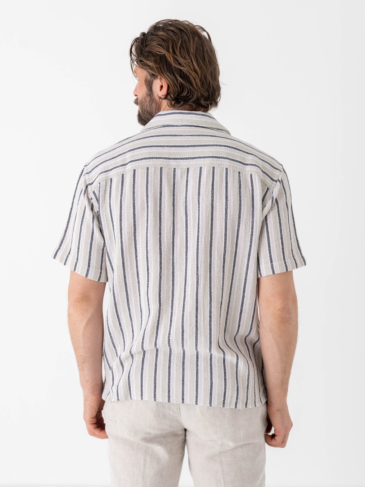 Only & Sons Trev Life Structure Stripe Short Sleeve Shirt Seagrass