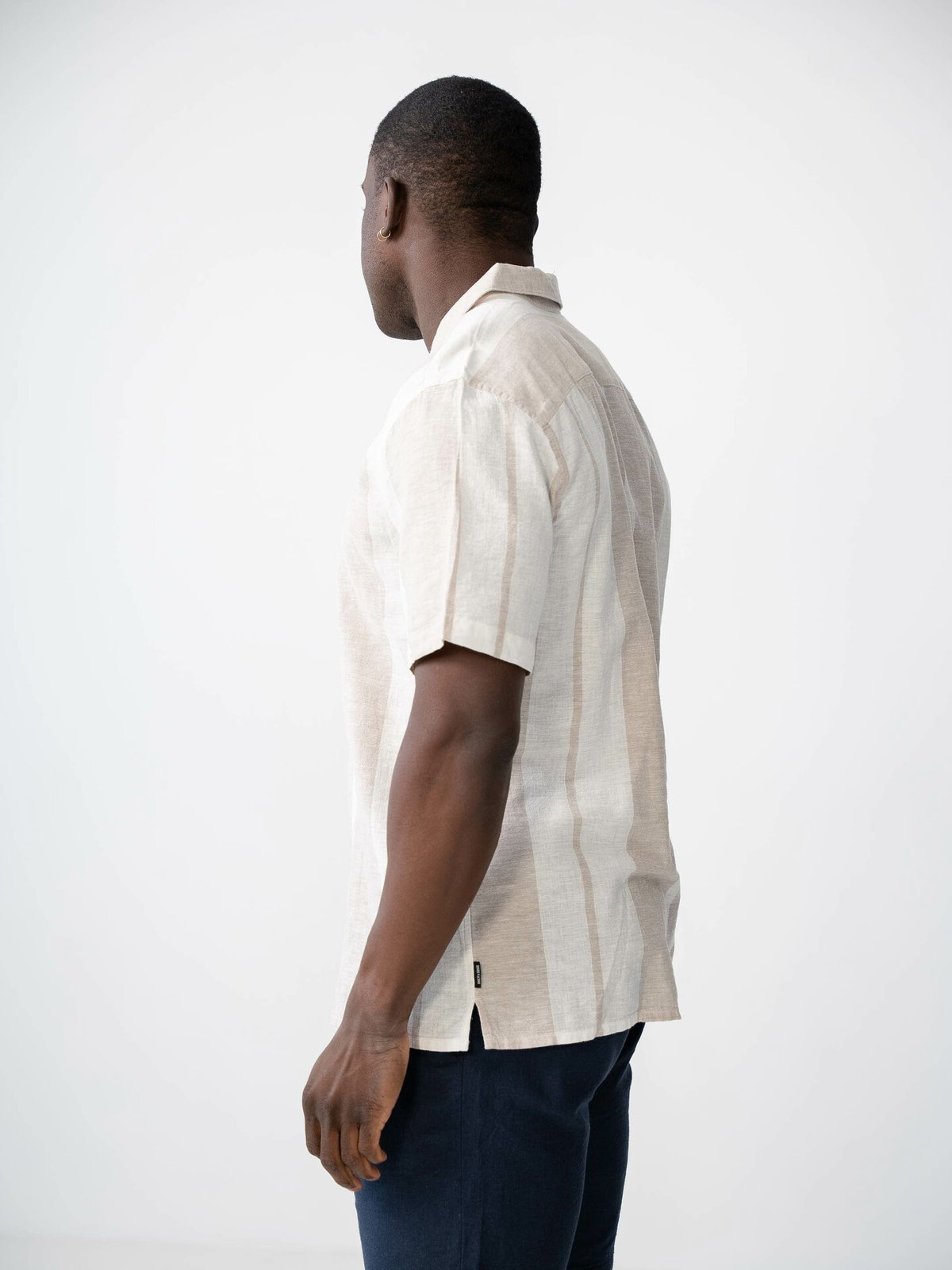 Only & Sons Caiden Short Sleeve Stripe Linen Resort Vintage Khaki