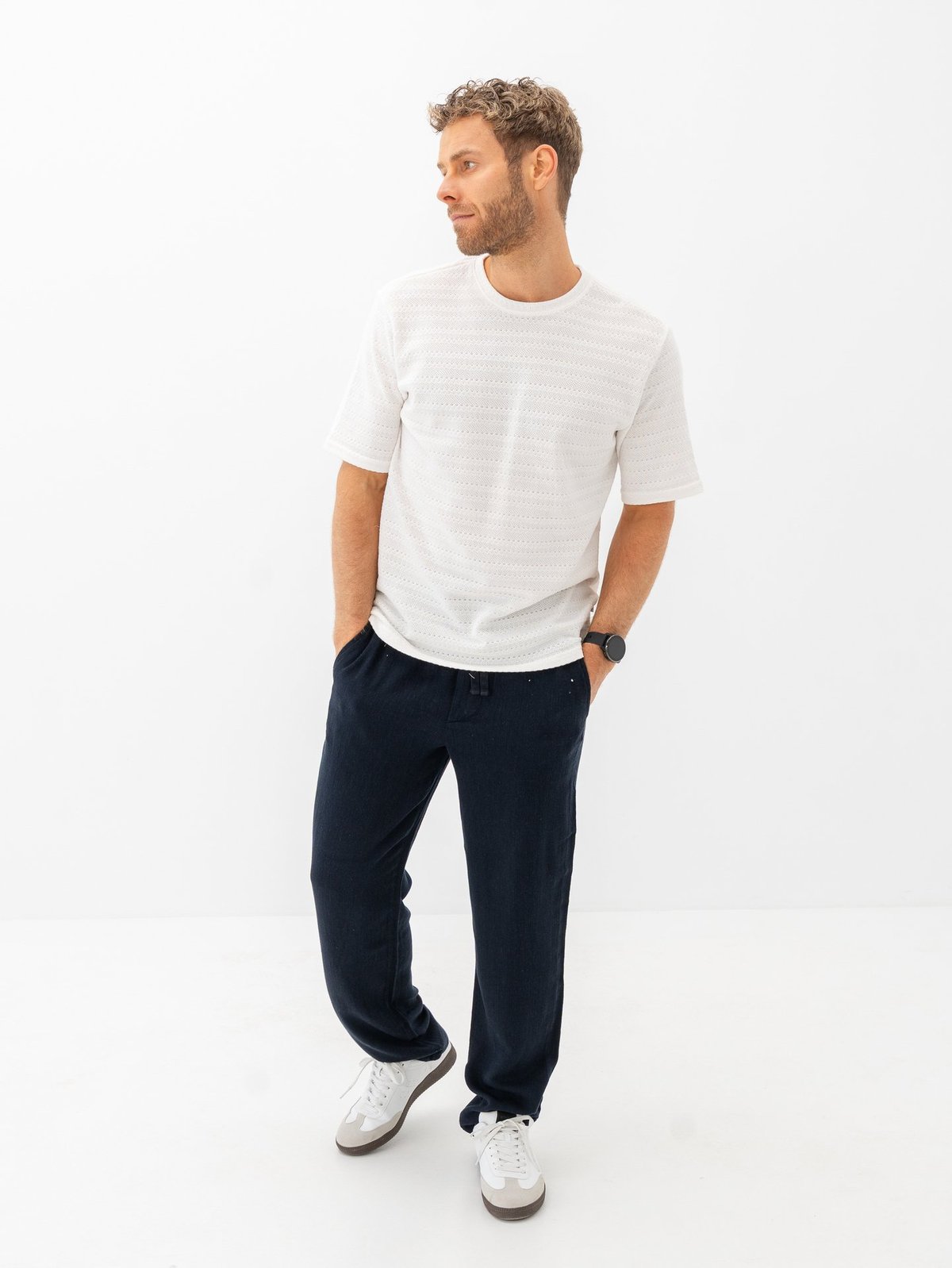 Only & Sons Sinus Loose Visc Lin Pnt Dark Navy