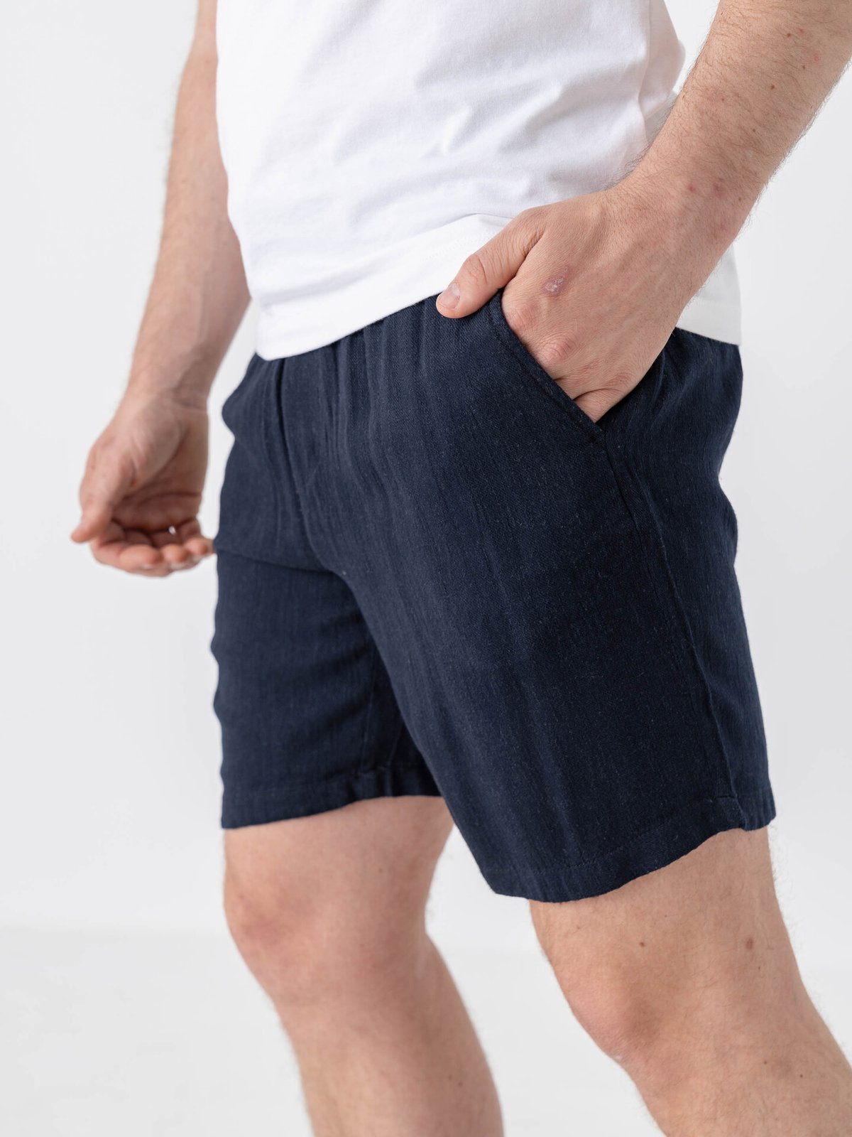 Only & Sons Tel Viscose Lin Shorts Dark Navy
