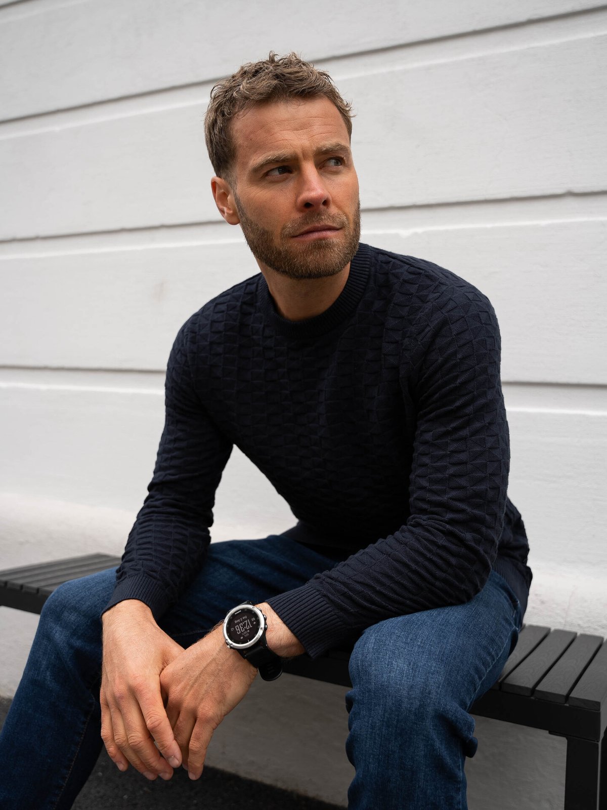 Only & Sons Kalle Reg Struc Crew Knit Dark Navy