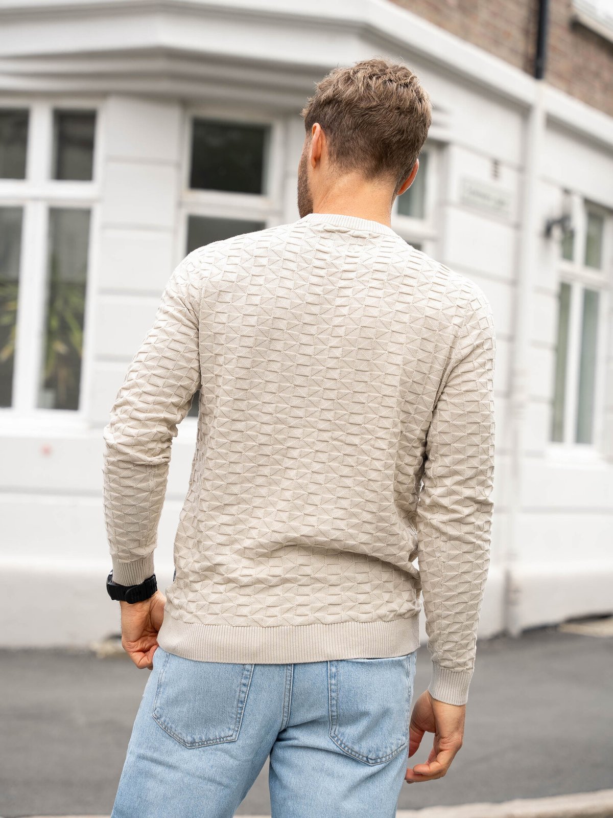 Only & Sons Kalle Reg Struc Crew Knit Silver Lining