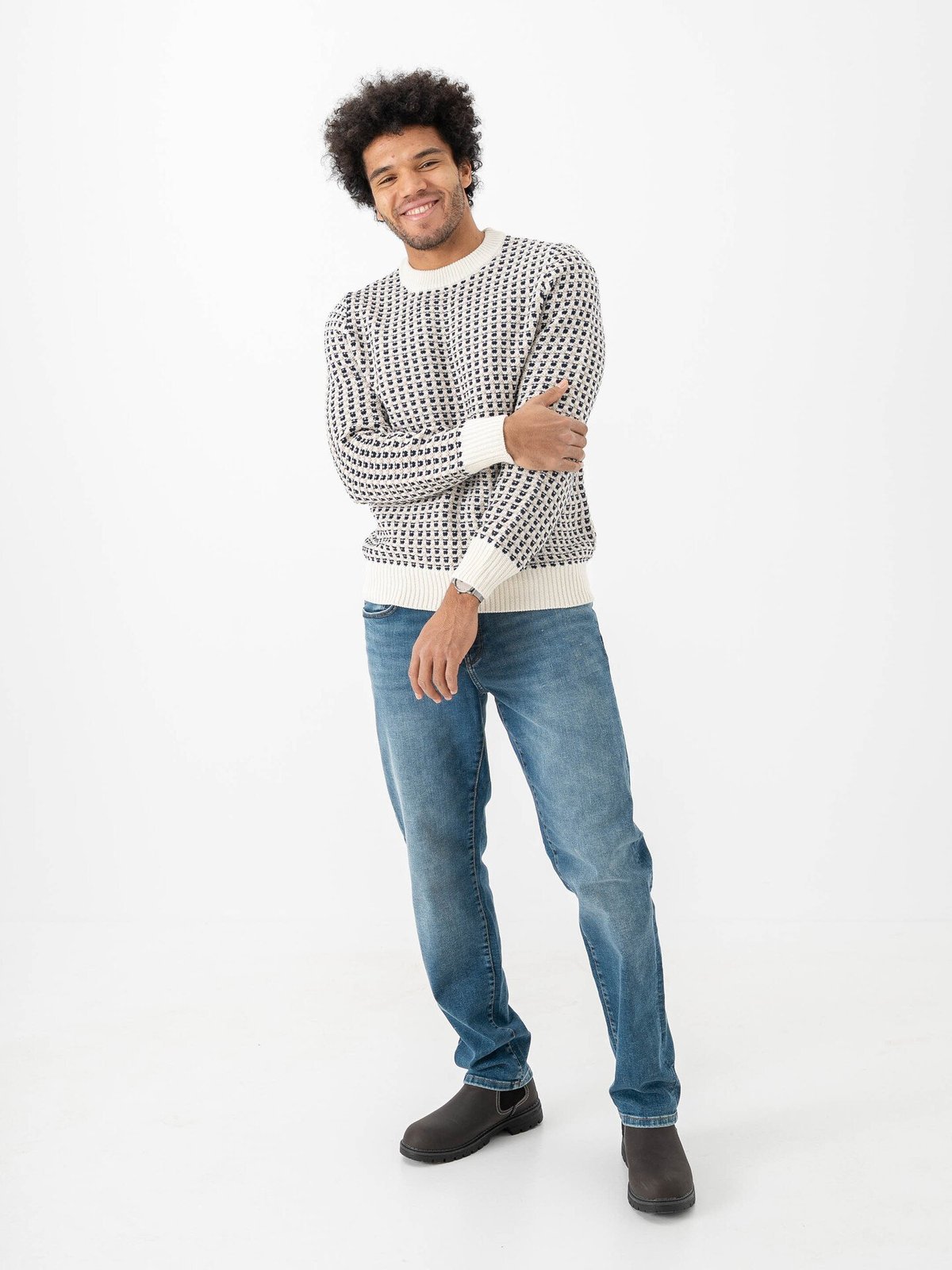 Only & Sons Musa Regular 3 Structured Crew Knit Egret