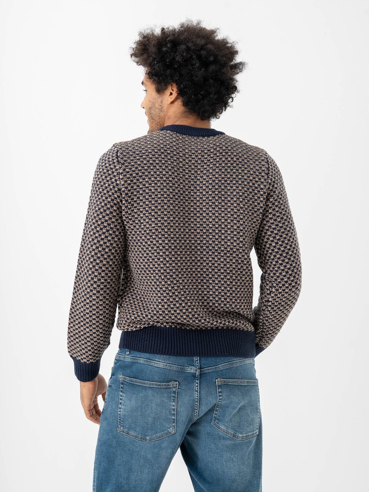 Only & Sons Musa Regular 3 Structured Crew Knit Navy Blazer Desert Taupe + Teak