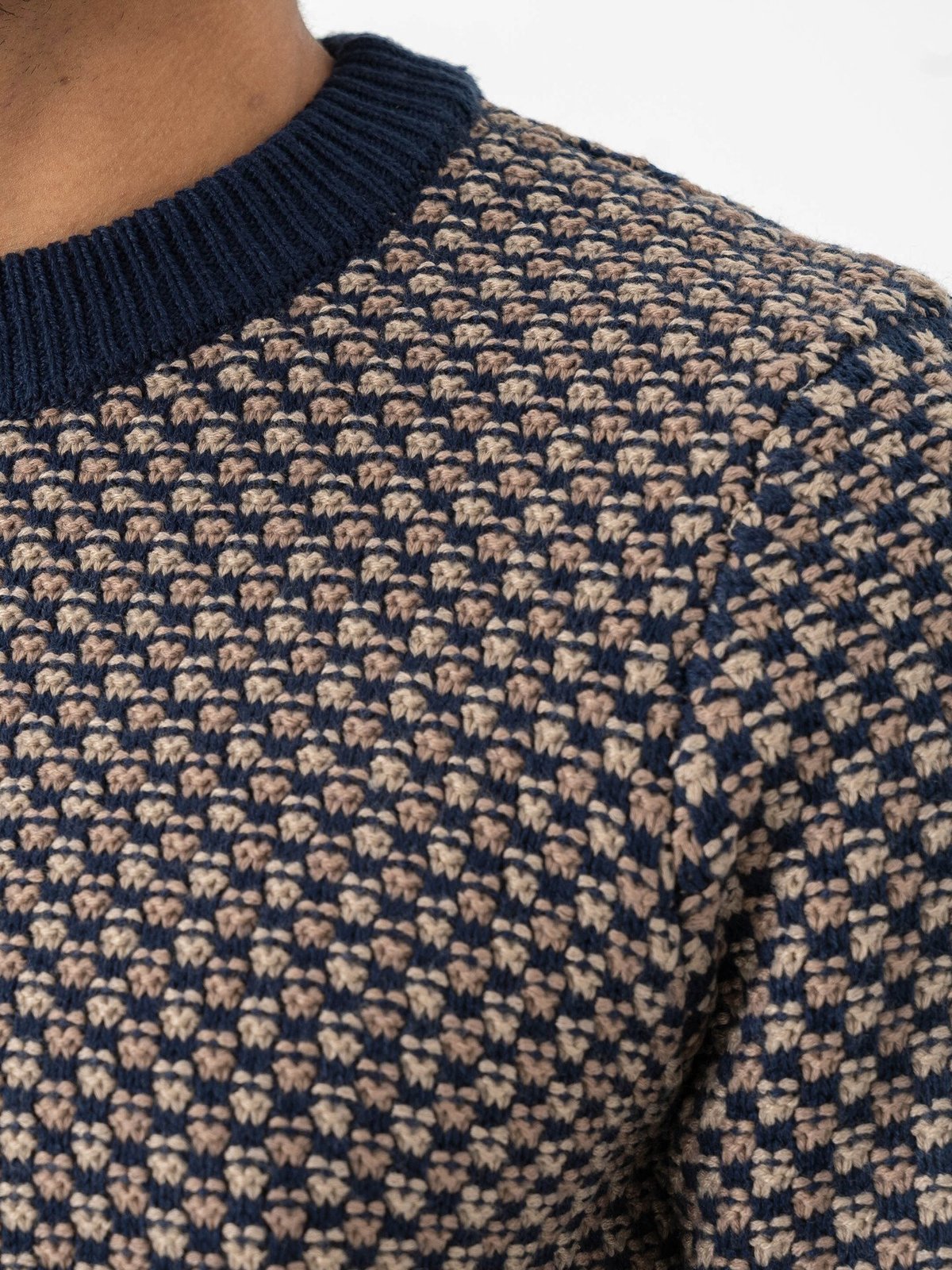 Only & Sons Musa Regular 3 Structured Crew Knit Navy Blazer Desert Taupe + Teak