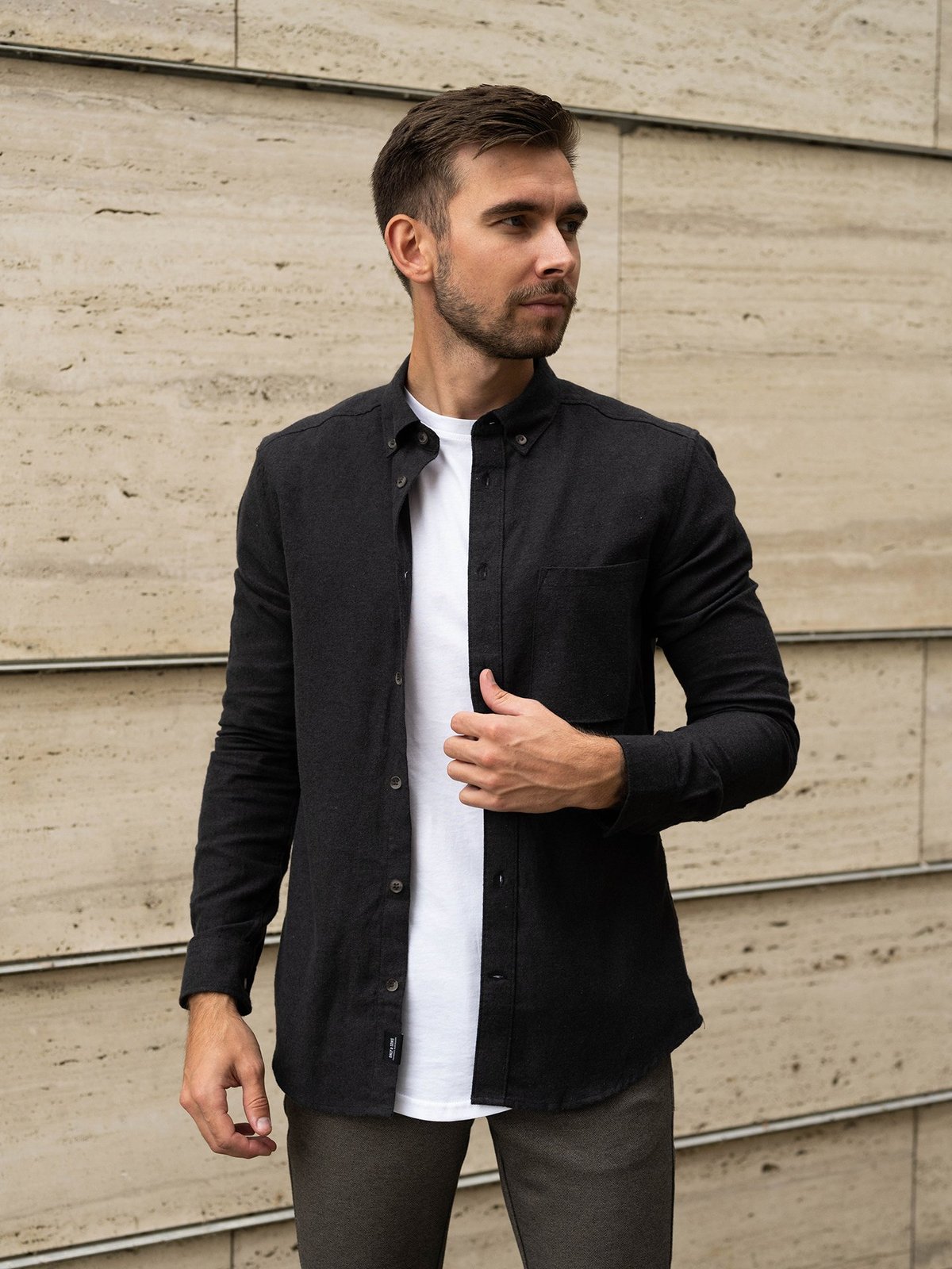 Only & Sons Gudmund Slim Solid Shirt Black